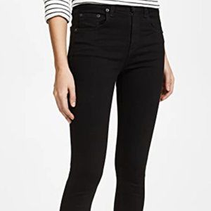 Rag & Bone Jeans Capri Mid Rise Skinny Destroyed Step Hem Black Hampton Size 27